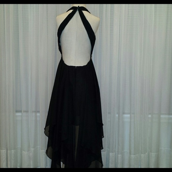 Black Evening Gown with Cut out Design in center - Picture 4 of 6